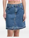 Hugo Boss Frayed-hem Denim Mini Skirt In Blue