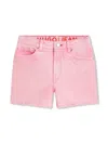 Hugo Boss Frayed-hem Denim Shorts In Pink