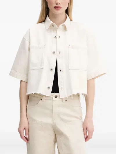Hugo Boss Frayed-hem Patch-pockets Shirt In White