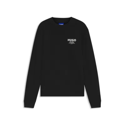Hugo Boss French-terry Cotton Sweatshirt With Bold Logo Print In Black