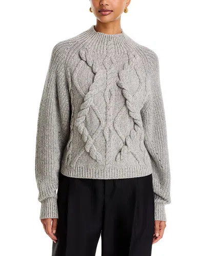 Hugo Boss Frescienne Wool Blend Mock Neck Cable Knit Sweater - Exclusive In Gray