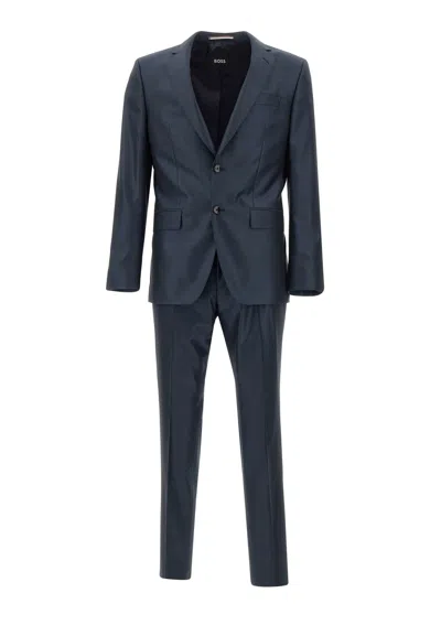 Hugo Boss Fresh Wool And Silk Two-piece Suit In Blue