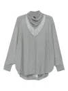 Hugo Boss Fringe-detail Blouse In Gray