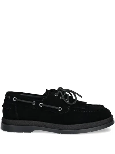 Hugo Boss Fringe-detail Suede Loafers In Black