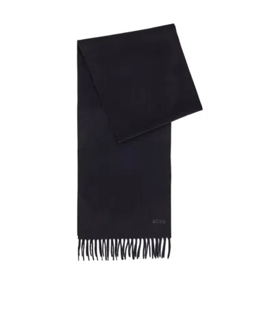 Hugo Boss Fringed Scarf In Black