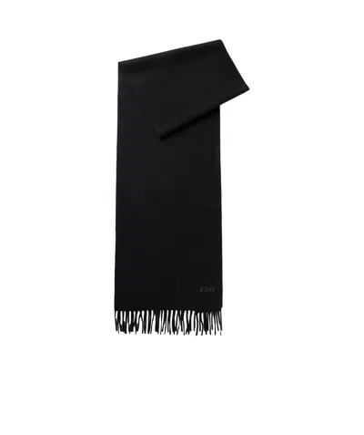 Hugo Boss Fringed Scarf In Black