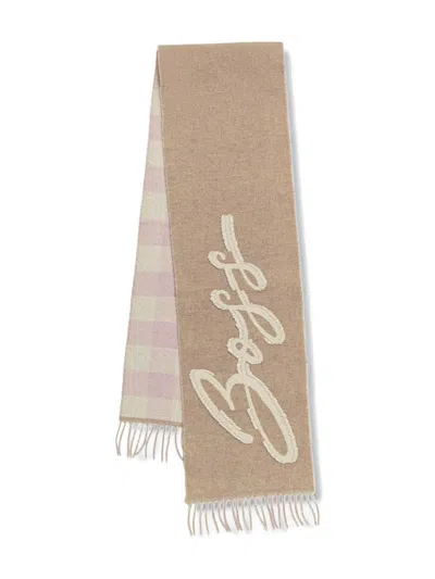 Hugo Boss Fringed Scarf In Brown