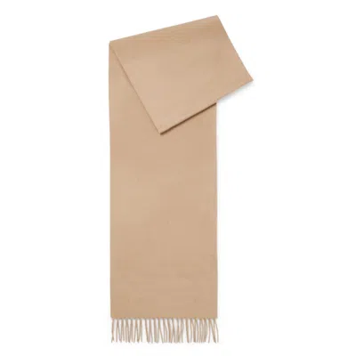 Hugo Boss Fringed Scarf In Pure Italian Cashmere With Embroidered Logo