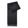 Hugo Boss Fringed Scarf In Pure Italian Cashmere With Embroidered Logo In Black