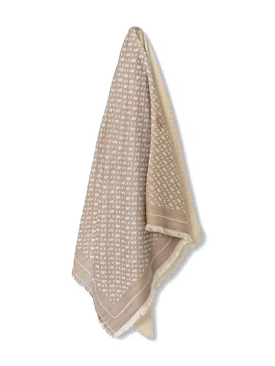 Hugo Boss Fringed Scarf In Neutral