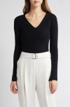 Hugo Boss Boss Fritzie V-neck Knit Top In Black