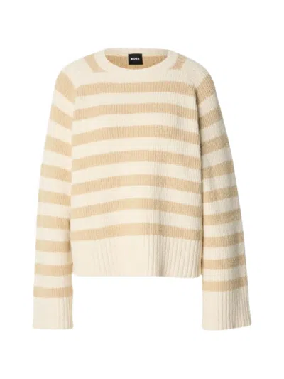 Hugo Boss Frixel Stripe-pattern Sweater In Nude