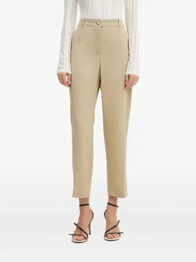 Hugo Boss Front-seam Straight Trousers In Brown
