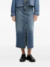 Hugo Boss Front-split Denim Midi Skirt In Blue
