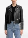 Hugo Boss Front-zip Leather Biker Jacket In Black