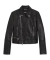 Hugo Boss Front-zip Leather Biker Jacket In Black