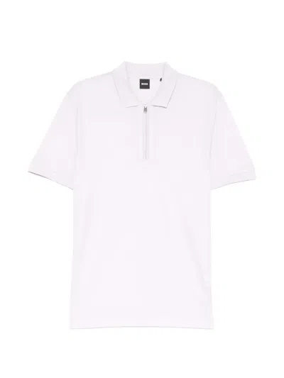 Hugo Boss Front Zip-fastening Polo Shirt In Purple