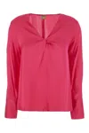 Hugo Boss Regular-fit Blouse In Stretch Silk With Twist Front In 674