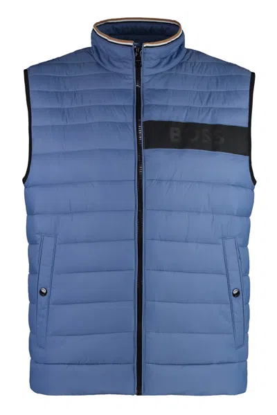 Hugo Boss Full Zip Down Vest In Light Blue