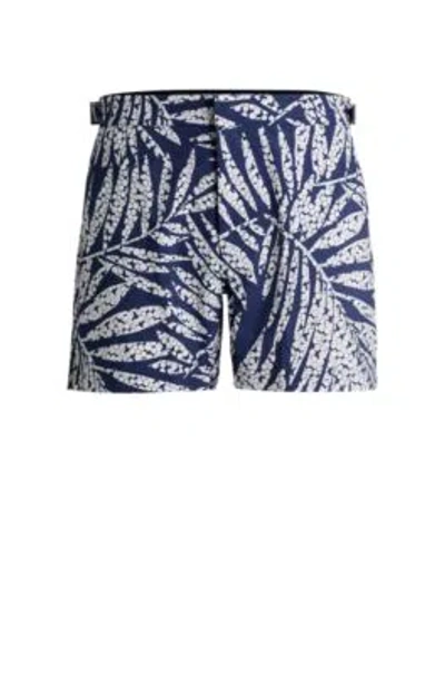 Hugo Boss Fully Lined Swim Shorts In Quick-drying Printed Fabric In Dark Blue