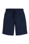 Hugo Boss Fully Lined Swim Shorts With 3d Logo Embroidery In Dark Blue