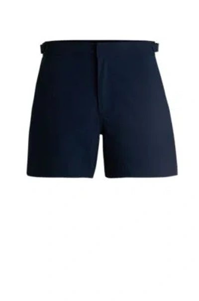 Hugo Boss Fully Lined Swim Shorts With Adjustable Waist In Dark Blue