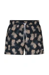 Hugo Boss Fully Lined Swim Shorts With Pineapple Motif In Black