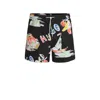 Hugo Boss Fully Lined Swim Shorts With Seasonal Print In Black