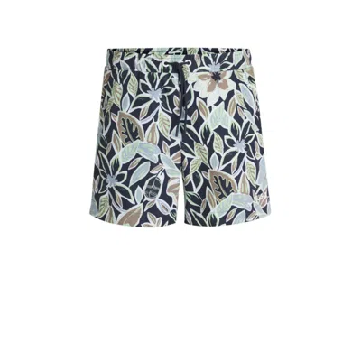 Hugo Boss Fully Lined Swim Shorts With Seasonal Print In Multi