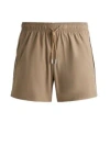 Hugo Boss Fully Lined Swim Shorts With Signature Stripe In Khaki