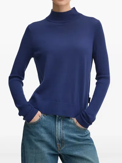 Hugo Boss Funnel-neck Sweater In Blue