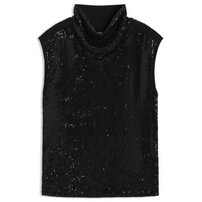 Hugo Boss Funnel-neck Top With Sequin Embellishments In Black