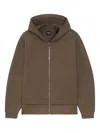 Hugo Boss Fur-panel Zip-up Hoodie In Brown