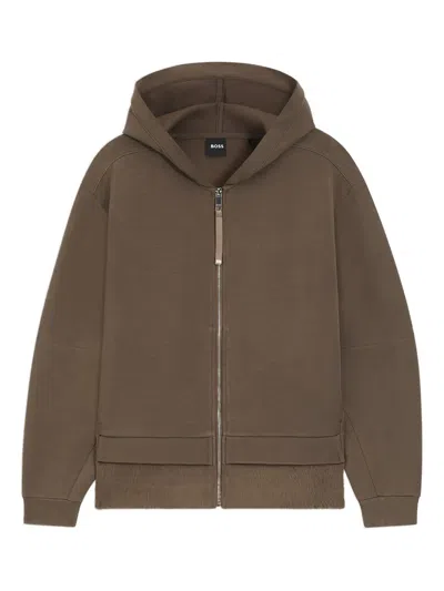 HUGO BOSS FUR-PANEL ZIP-UP HOODIE