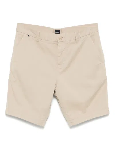Hugo Boss Gabardine Chino Shorts In Neutral