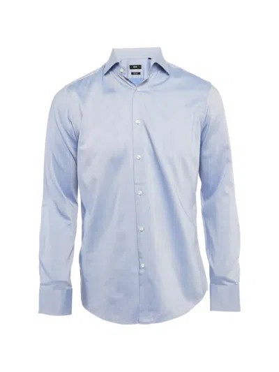 Pre-owned Hugo Boss Gabardine Regular-fit Shirt In Blue