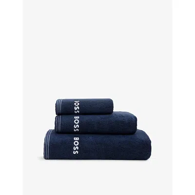 Hugo Boss Galaxy Edge Cotton Towel In Blue
