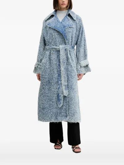 Hugo Boss Garena Belted Coat In Blue