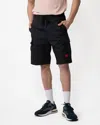 Hugo Boss Logo-patch Ripstop Cargo Shorts In Black