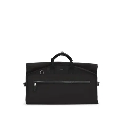 Hugo Boss Garment Bag With Leather Trims In Black