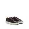 Hugo Boss Gary Burnished-leather Trainers With Hidden Laces In Pink
