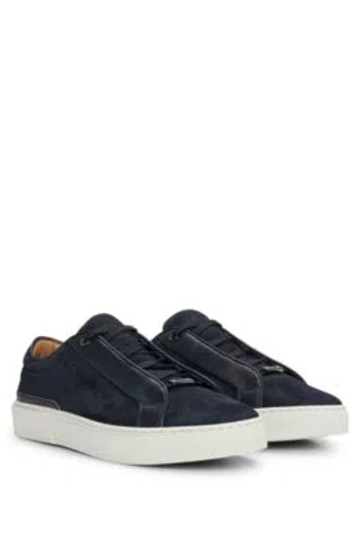HUGO BOSS GARY ITALIAN-MADE TRAINERS IN LEATHER AND SUEDE