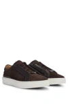 Hugo Boss Gary Italian-made Trainers In Leather And Suede In Dark Brown