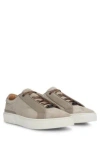 Hugo Boss Gary Italian-made Trainers In Leather And Suede In Green
