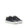 Hugo Boss Gary Leather Low-top Trainers With Branded Lace Loop In Black