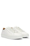 Hugo Boss Gary Tenn Mens Leather Low-top Trainers With Branded Lace Loop Nos In Open White 112