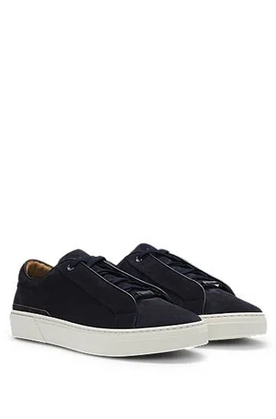 Hugo Boss Gary Lace-up Leather Sneakers In Navy