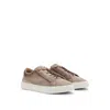 Hugo Boss Selected By Shohei Ohtani Gary Woven-suede Trainers With Hidden Laces In Green