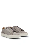 Hugo Boss Gary Suede Low-top Trainers With Branded Lace Loop In Grey