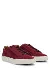 Hugo Boss Gary Suede Low-top Trainers With Branded Lace Loop In Burgundy